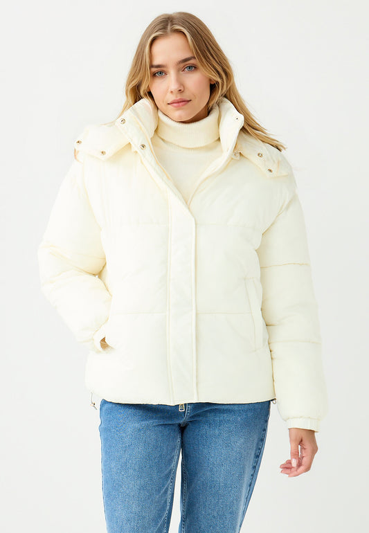 Stone Woven Puffer Coat