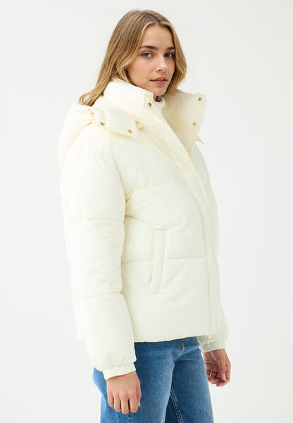 Stone Woven Puffer Coat