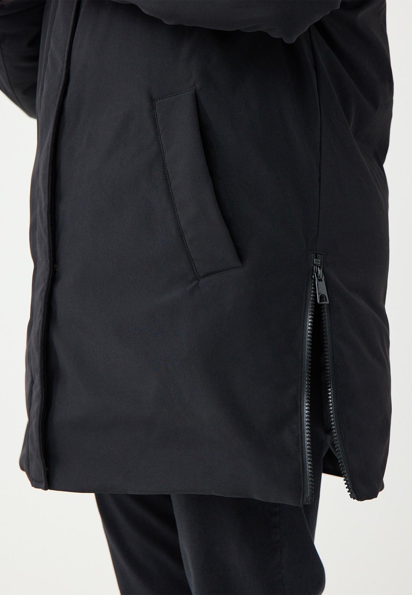 Black Woven Puffer Coat