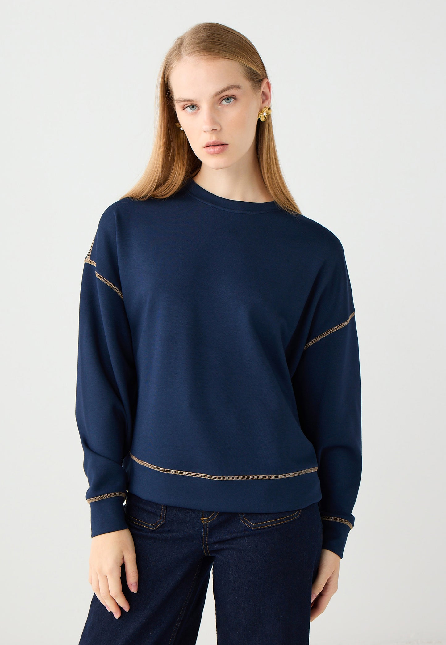  Knitted Dark Blue Sweatshirt