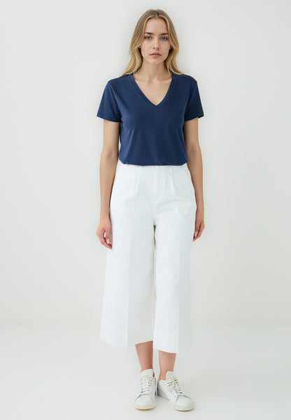 Straight Fit V-Neck Short Sleeved Basic T-Shirt