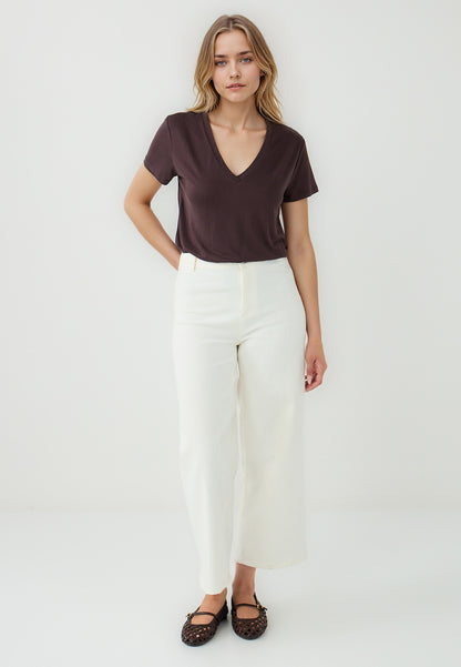 Straight Fit V-Neck Short Sleeved Basic T-Shirt