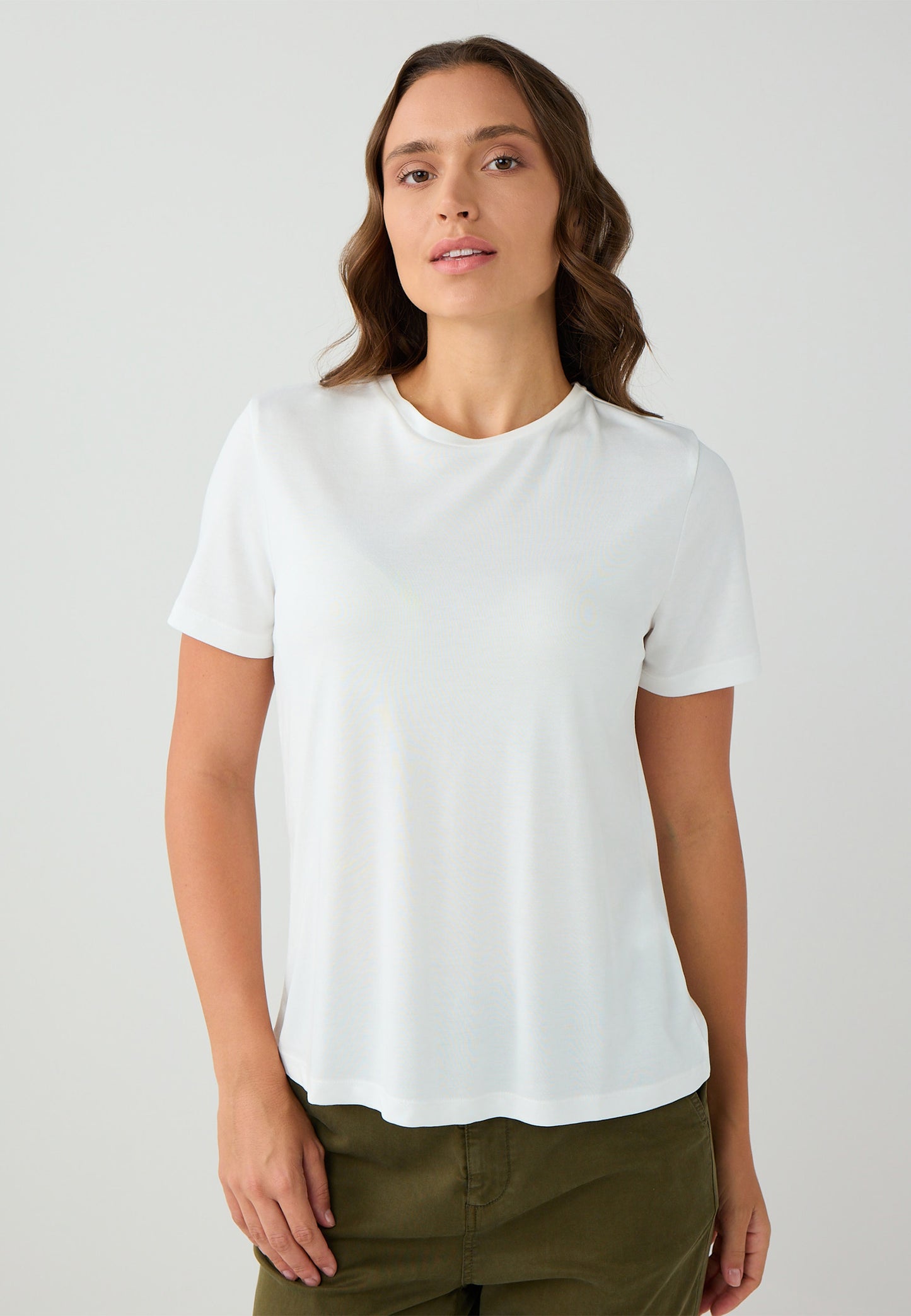 Regular Fit Crew neck Knitted White T-shirt