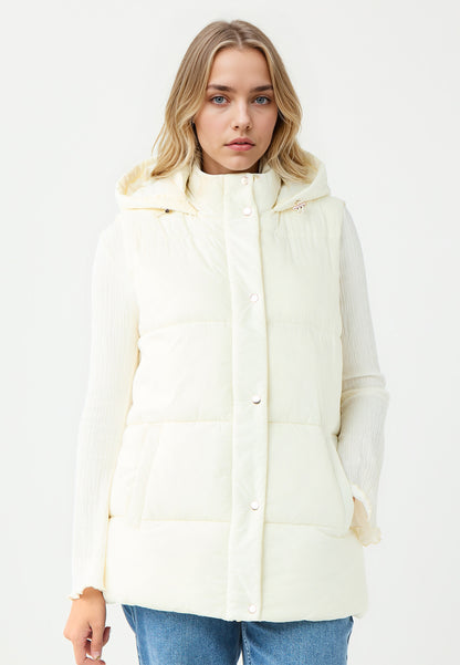 Regular Fit Ecru Tafetta Puffer Vest