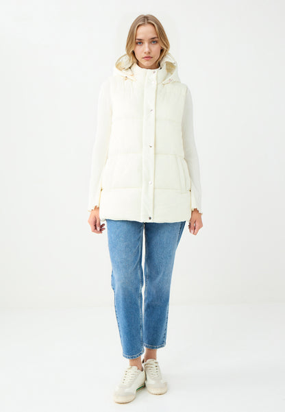 Regular Fit Ecru Tafetta Puffer Vest