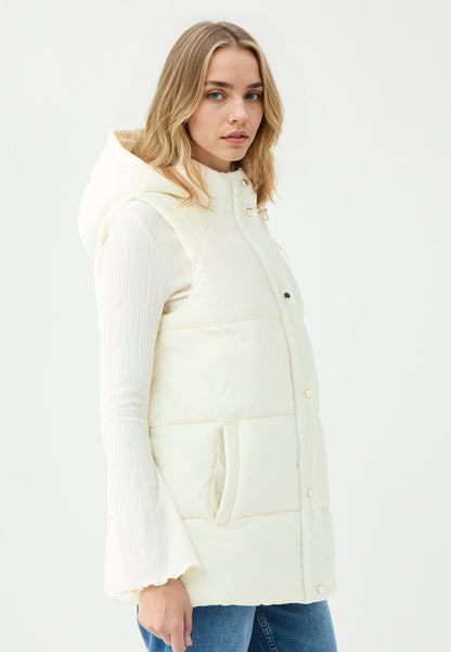 Regular Fit Ecru Tafetta Puffer Vest