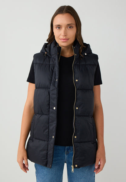 Regular Fit Black Tafetta Puffer Vest