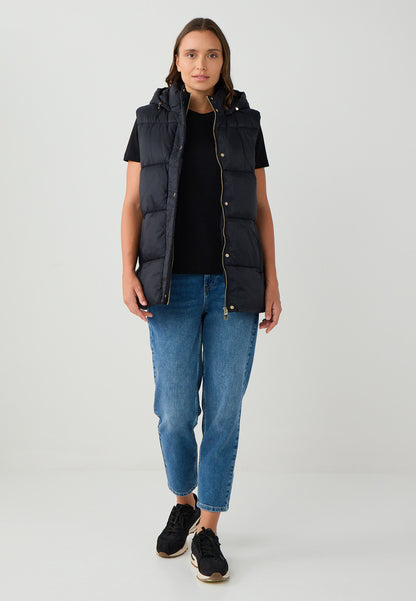 Regular Fit Black Tafetta Puffer Vest