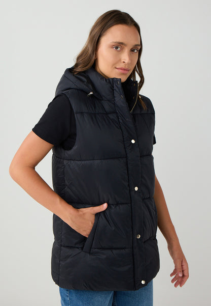 Regular Fit Black Tafetta Puffer Vest