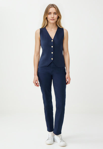 Slim Fit Dark Blue Tricot Waistcoat