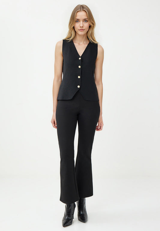 Slim Fit Black Tricot Waistcoat