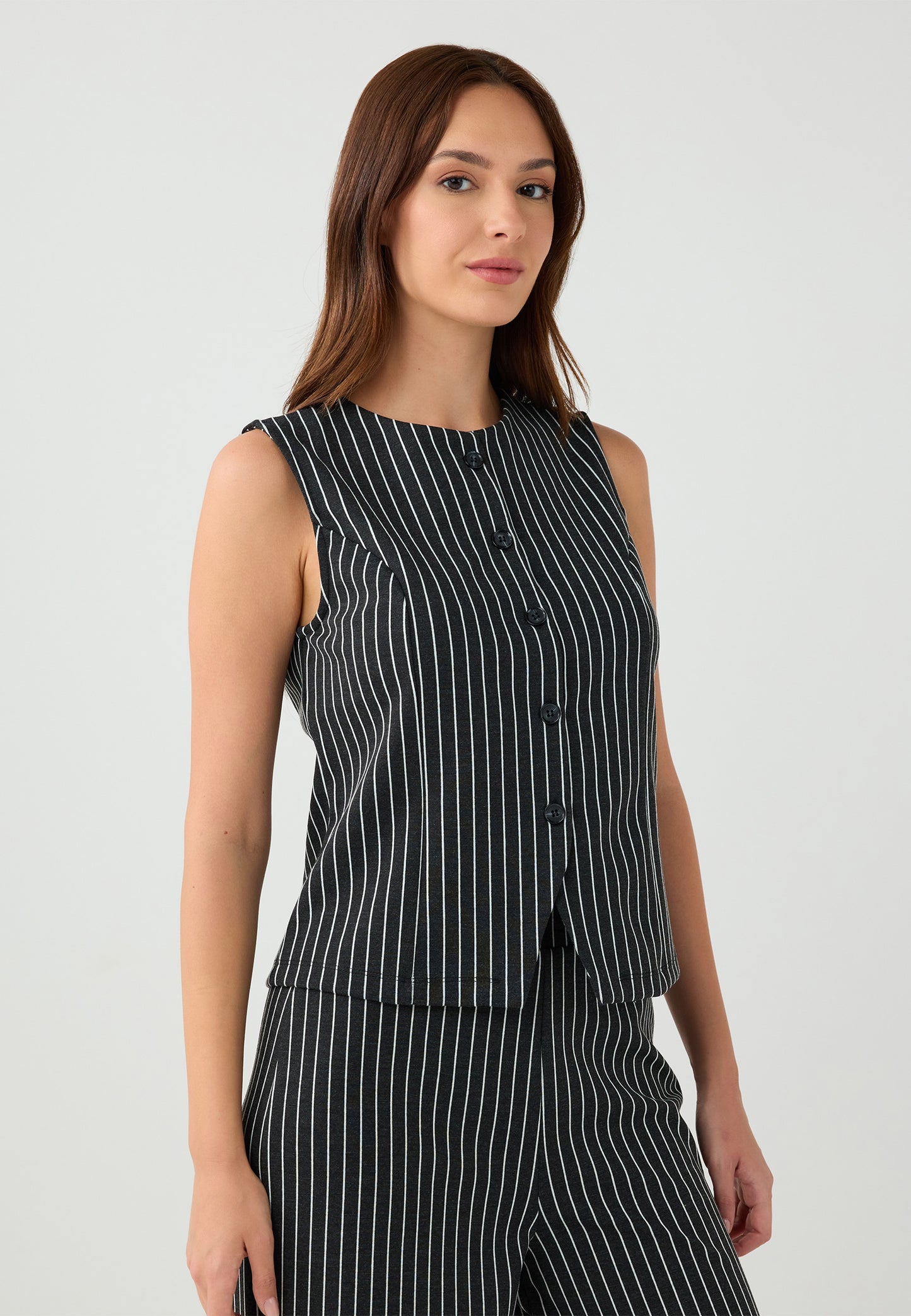 Regular Fit Crew neck Knitted Anthracite Waistcoat