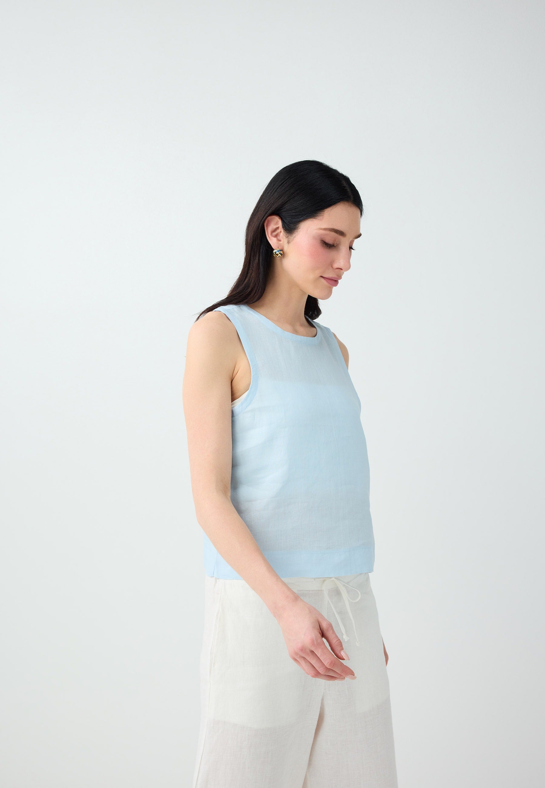 Normal Fit Crew Neck Blouse - Light Blue - 6SW035539405