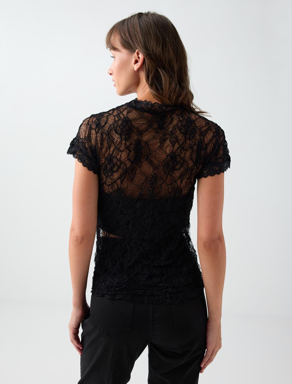 Crew Neck Blouse - Black