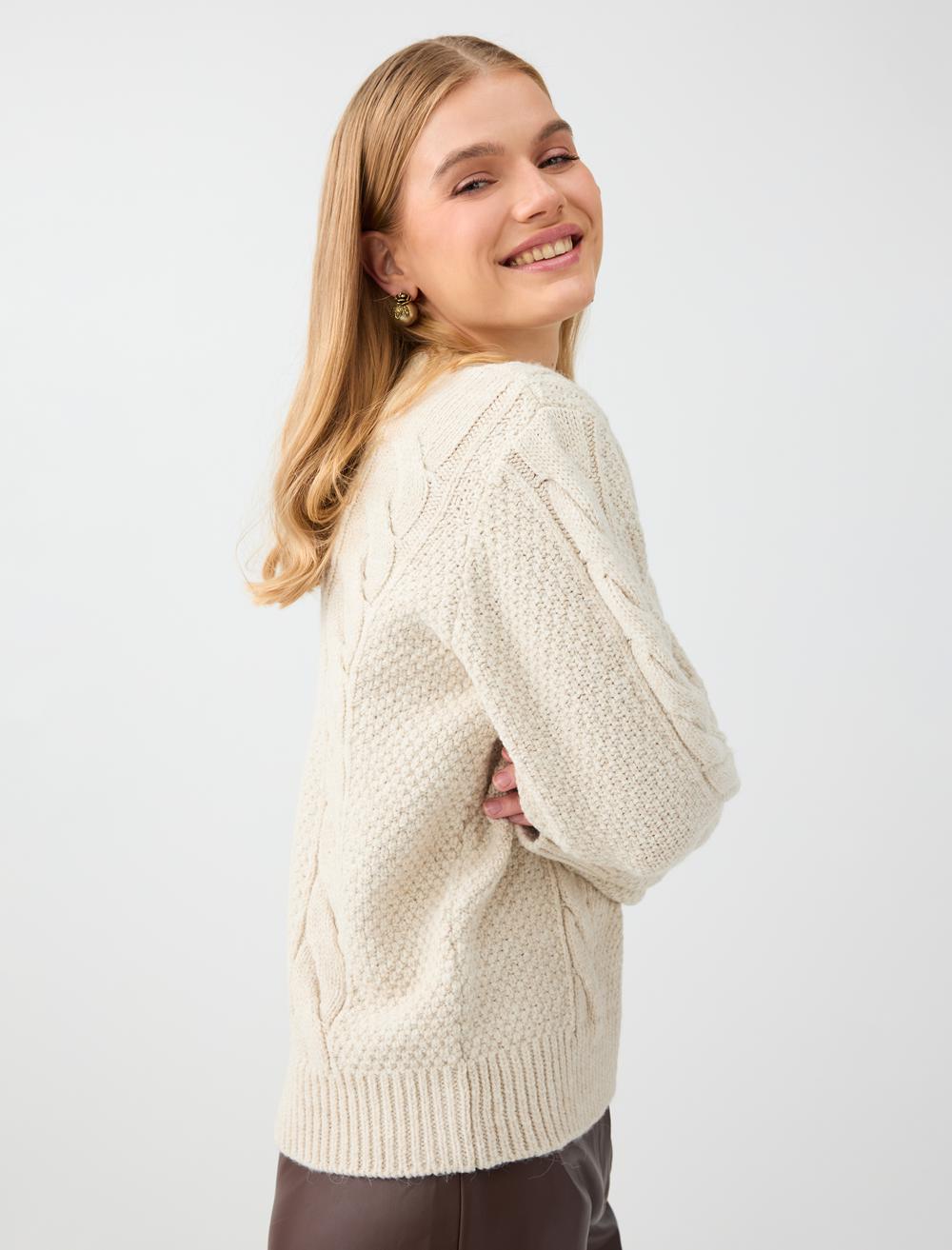Loose Fit V-neck Cardigan - White