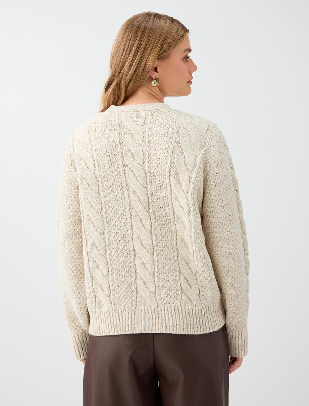 Loose Fit V-neck Cardigan - White