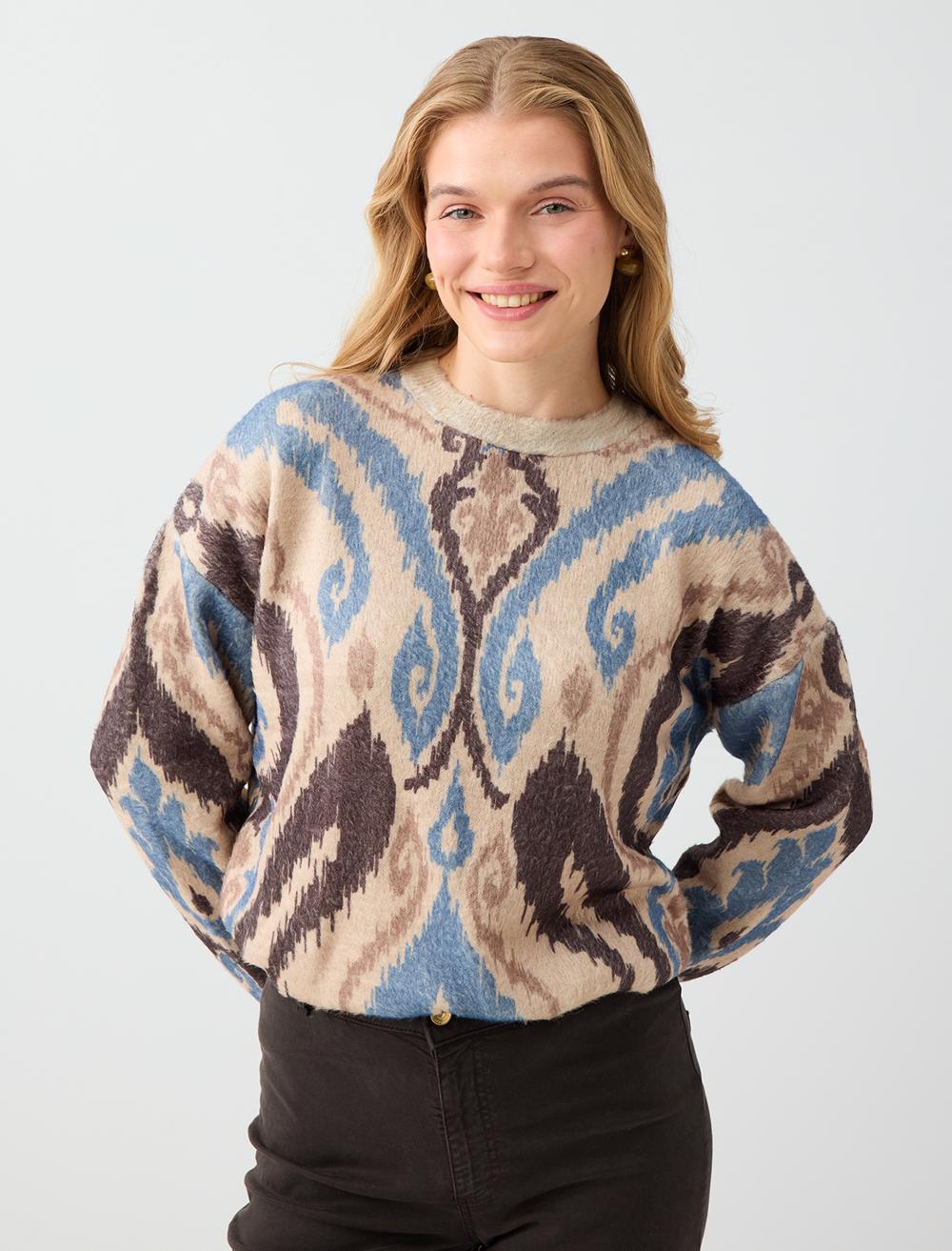 Crew Neck Pullover - Beige - 6WW137821130