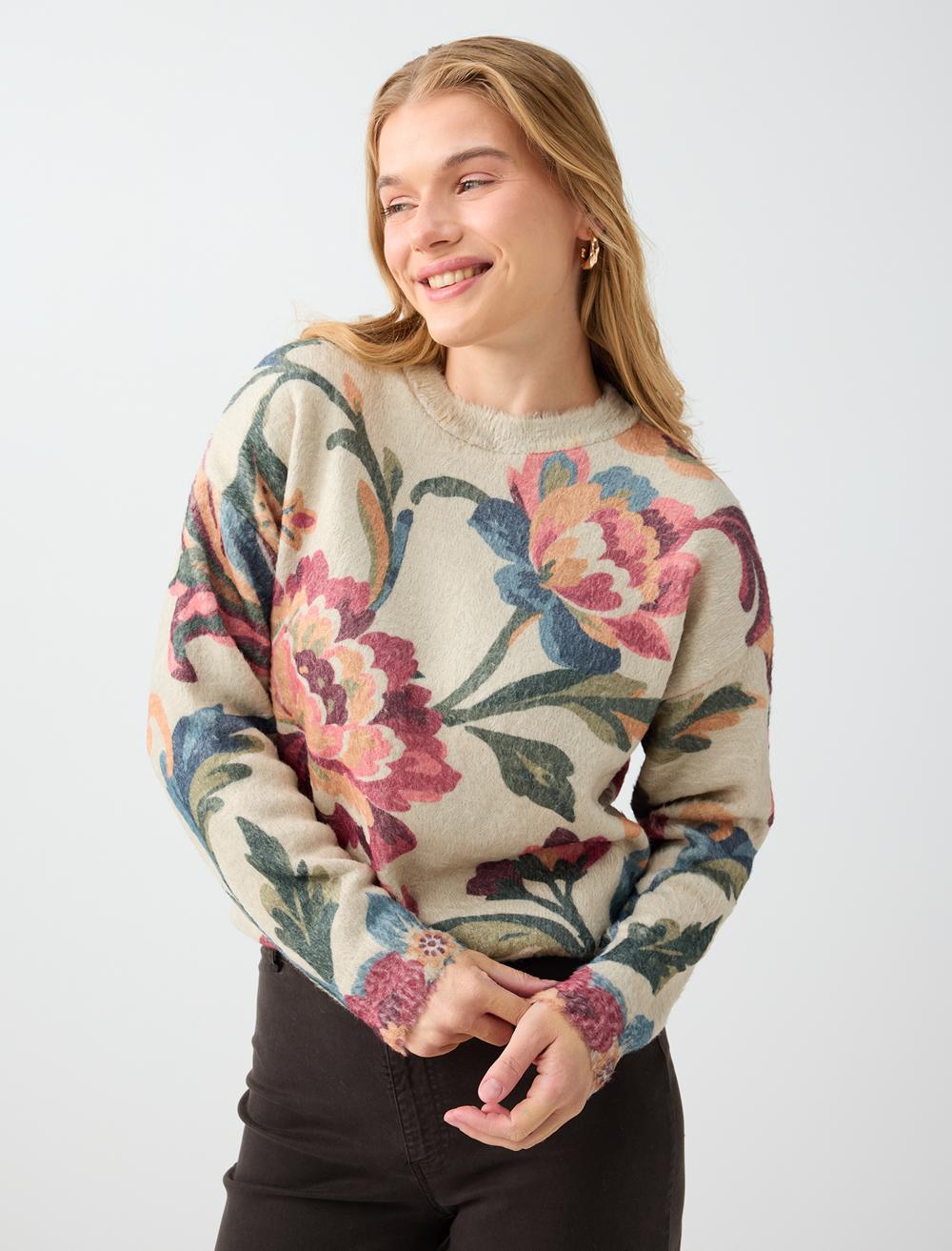 Crew Neck Pullover - Ecru - 6WW137866114