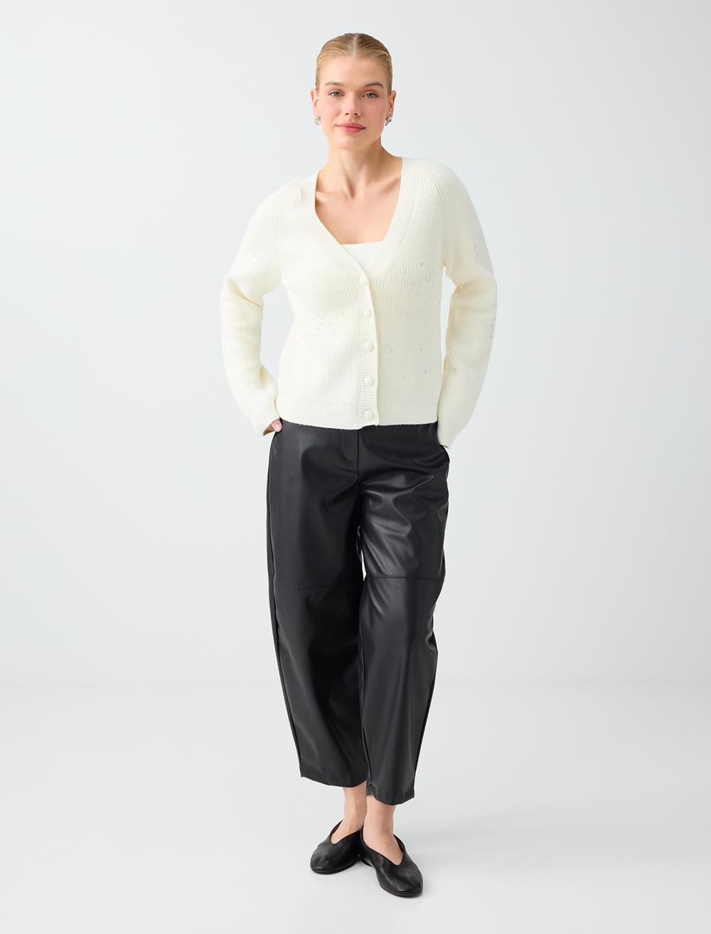 V-neck Cardigan - White