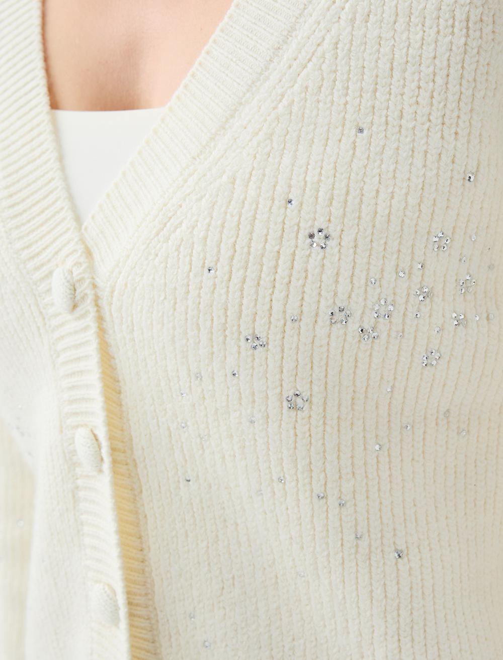 V-neck Cardigan - White