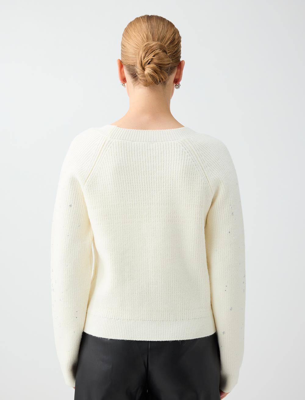 V-neck Cardigan - White
