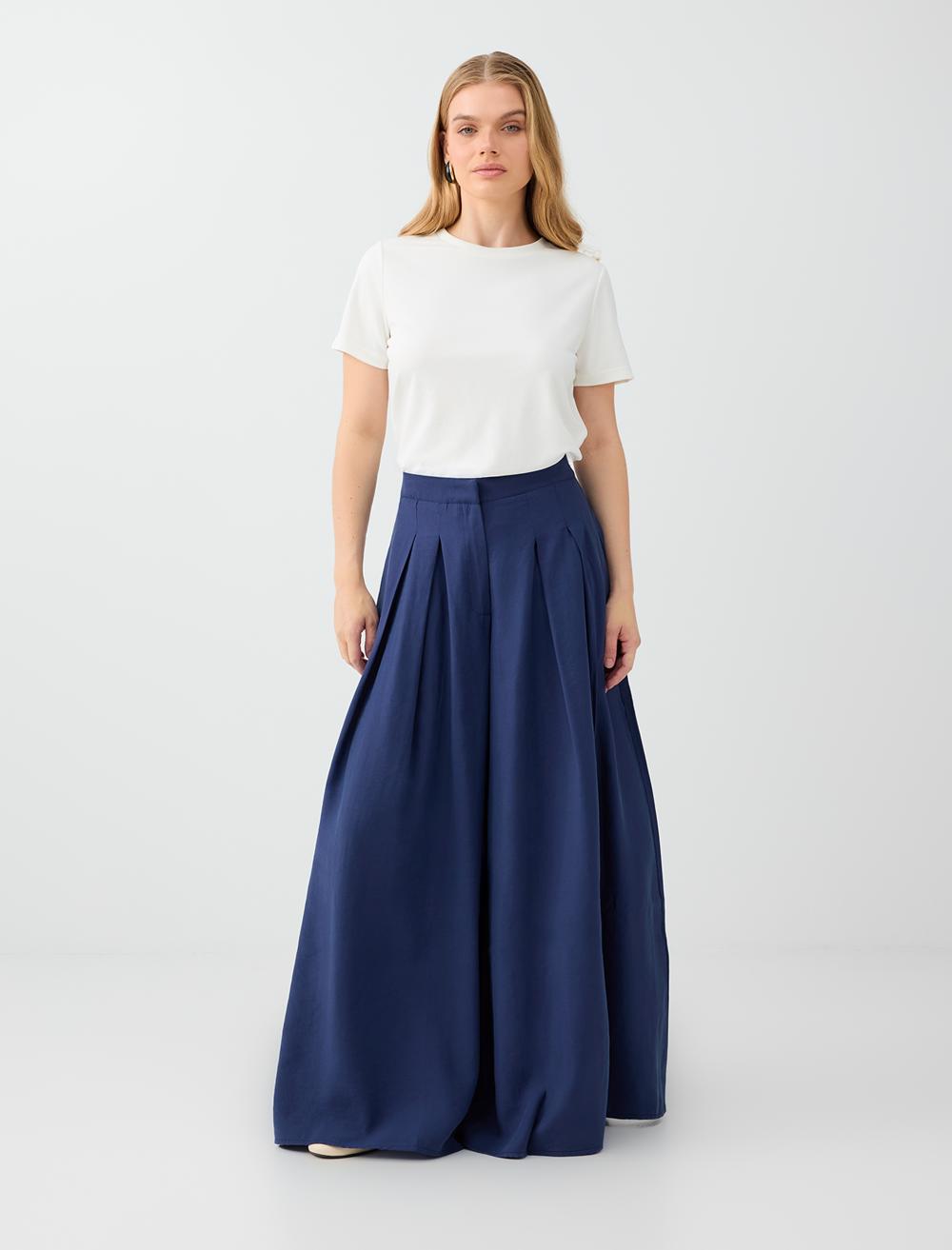 Loose Fit Trousers - Dark Blue