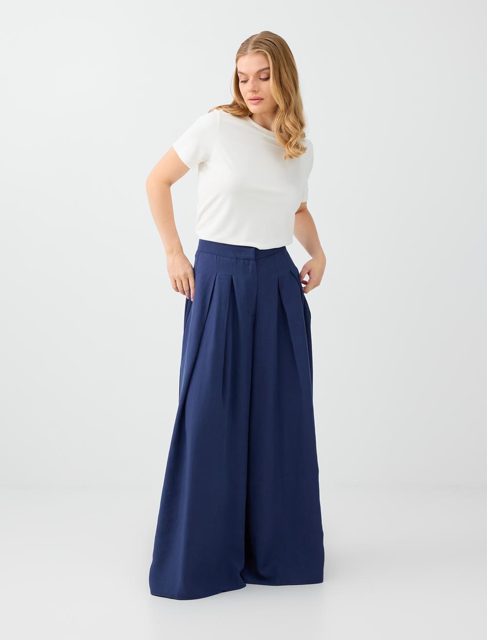 Loose Fit Trousers - Dark Blue