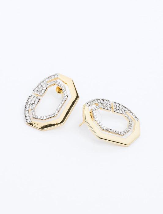 Asymmetric Patterned Shiny Stone Earrings