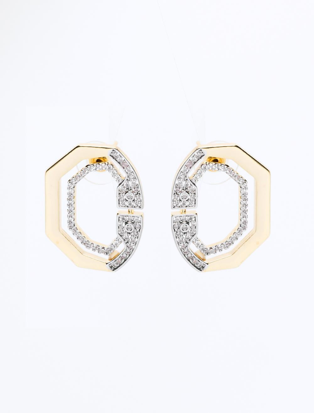 Asymmetric Patterned Shiny Stone Earrings