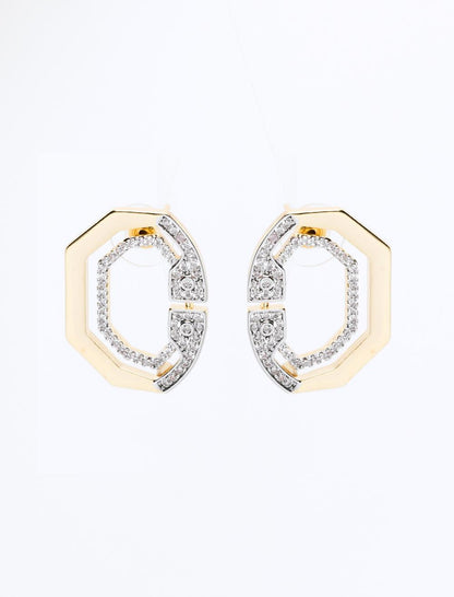 Asymmetric Patterned Shiny Stone Earrings