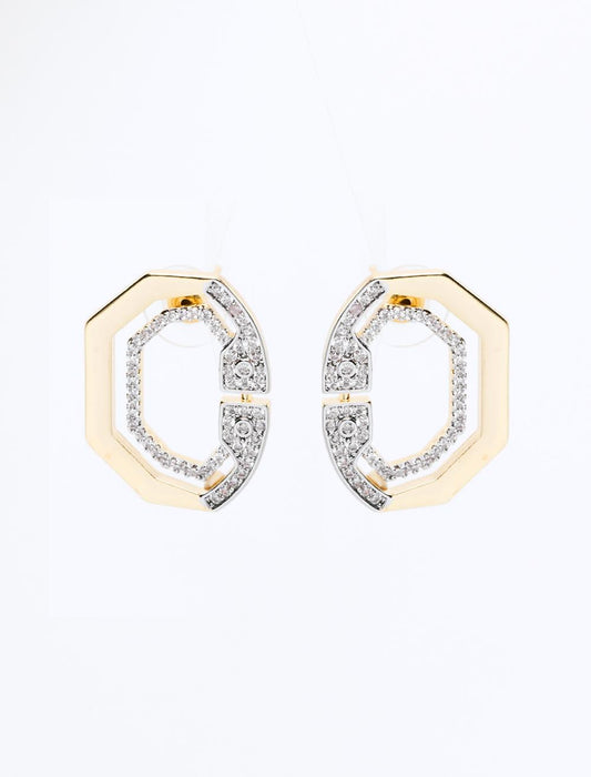 Asymmetrical Patterned Sparkling Stone Earrings