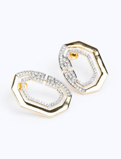 Asymmetrical Patterned Sparkling Stone Earrings