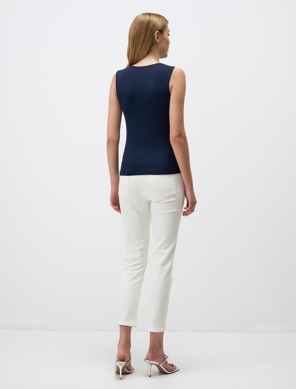 Slim Fit Sleeveless Singlet - Dark Blue - 4WW021752494