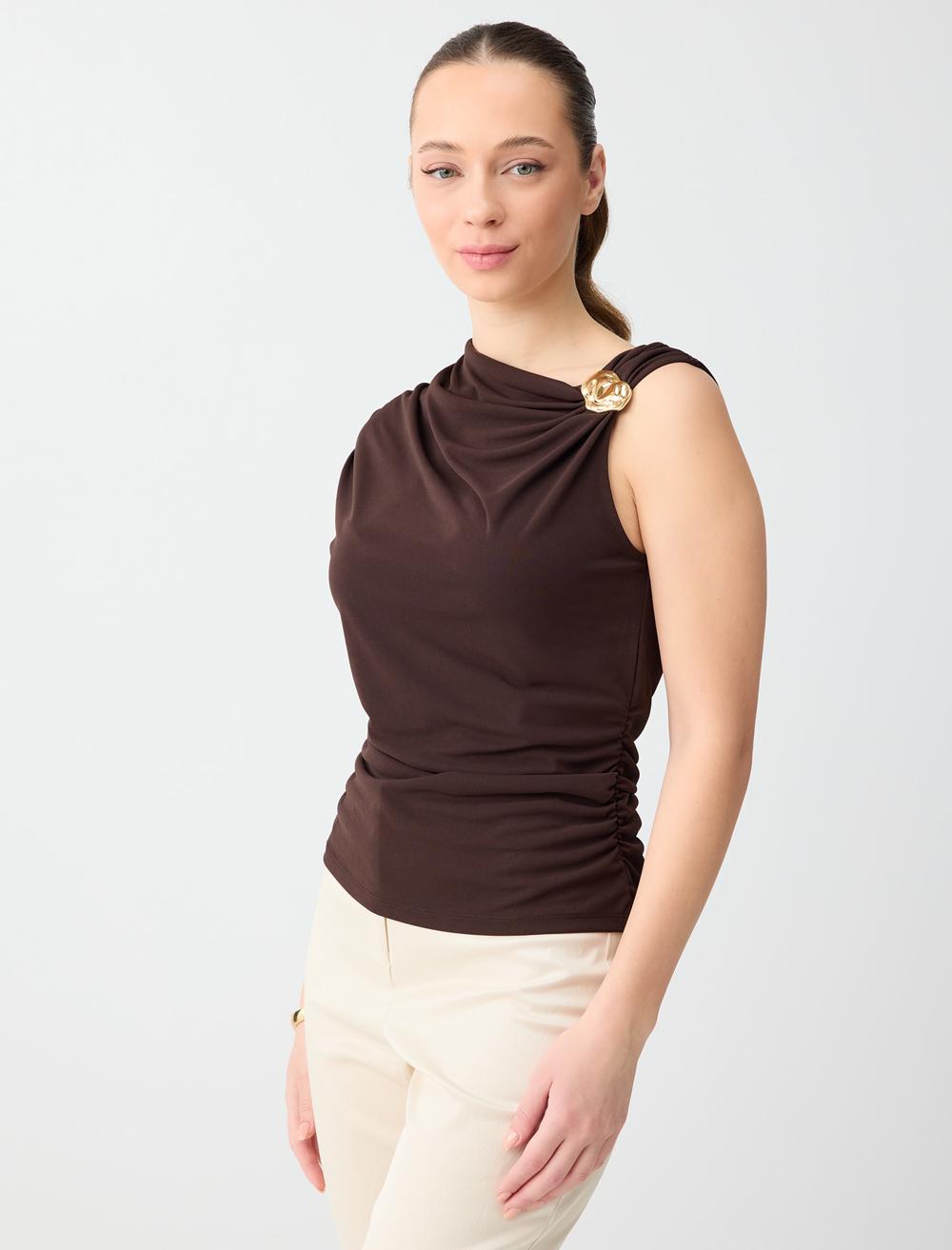 Ss Low Shoulder Slim Fit - Aci Kahve