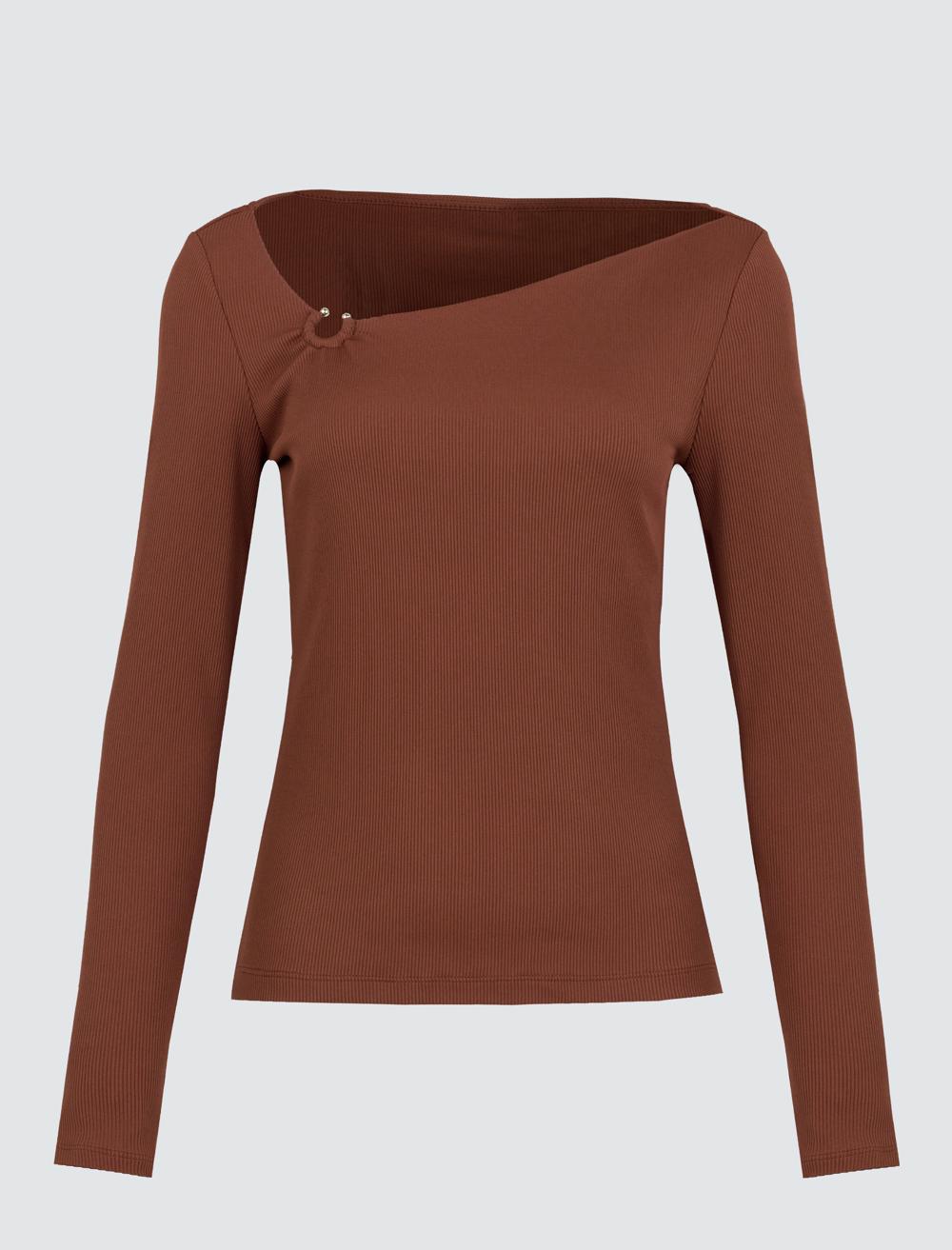 Slim Fit Long-Sleeve Blouse - 4WW02071071