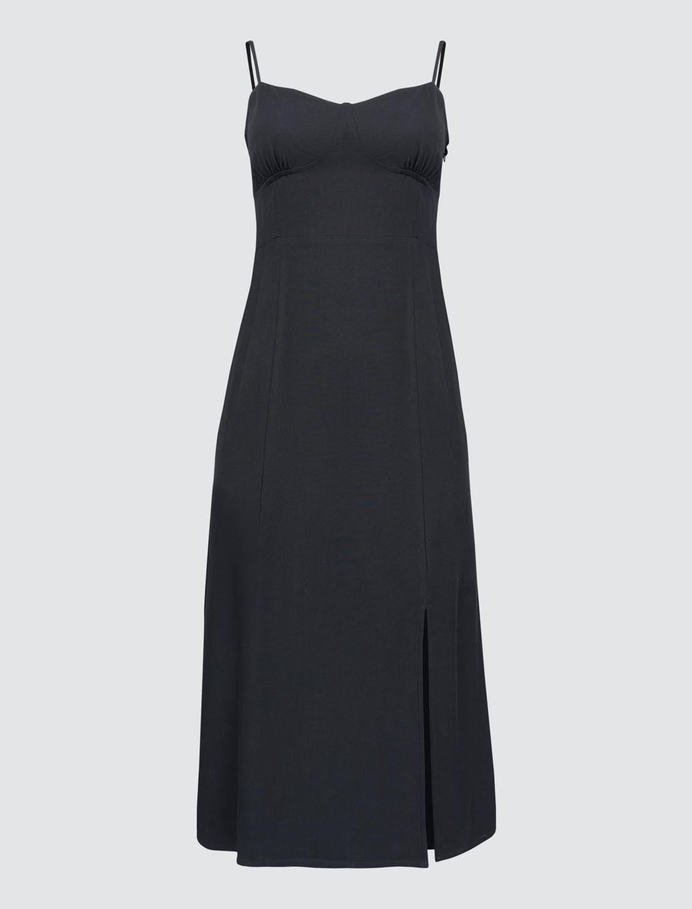 Midi Dress with Straps and Flat Slits - 24SE022039