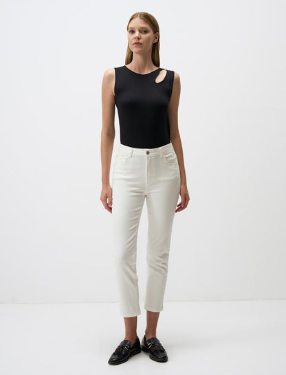 Asymmetric Neck Slim Fit Knitted Tank Top