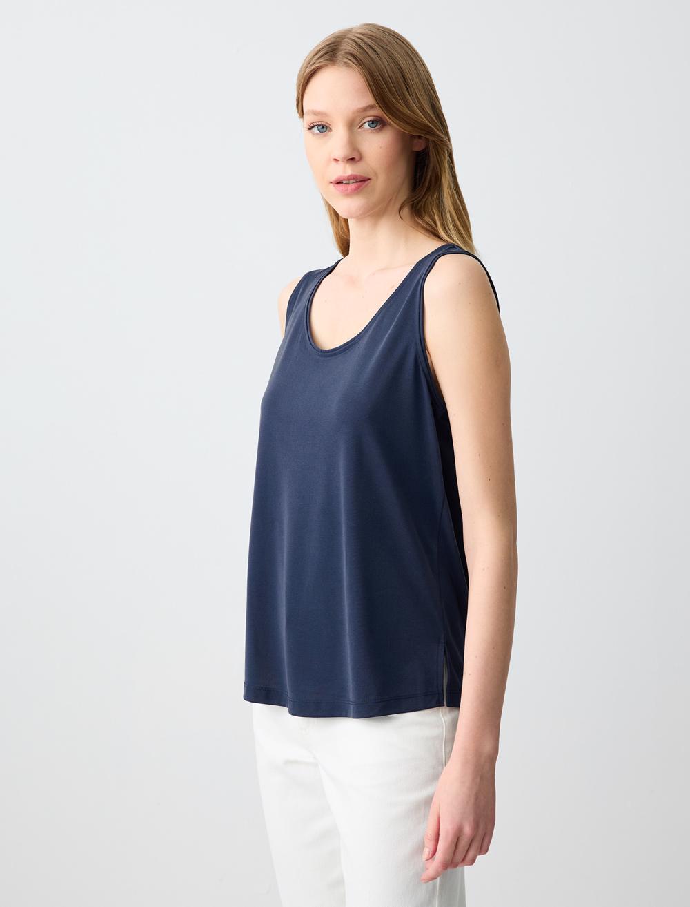 Loose Fit Scoop Neck Sleeveless-Sleeve Singlet - 5SW013866