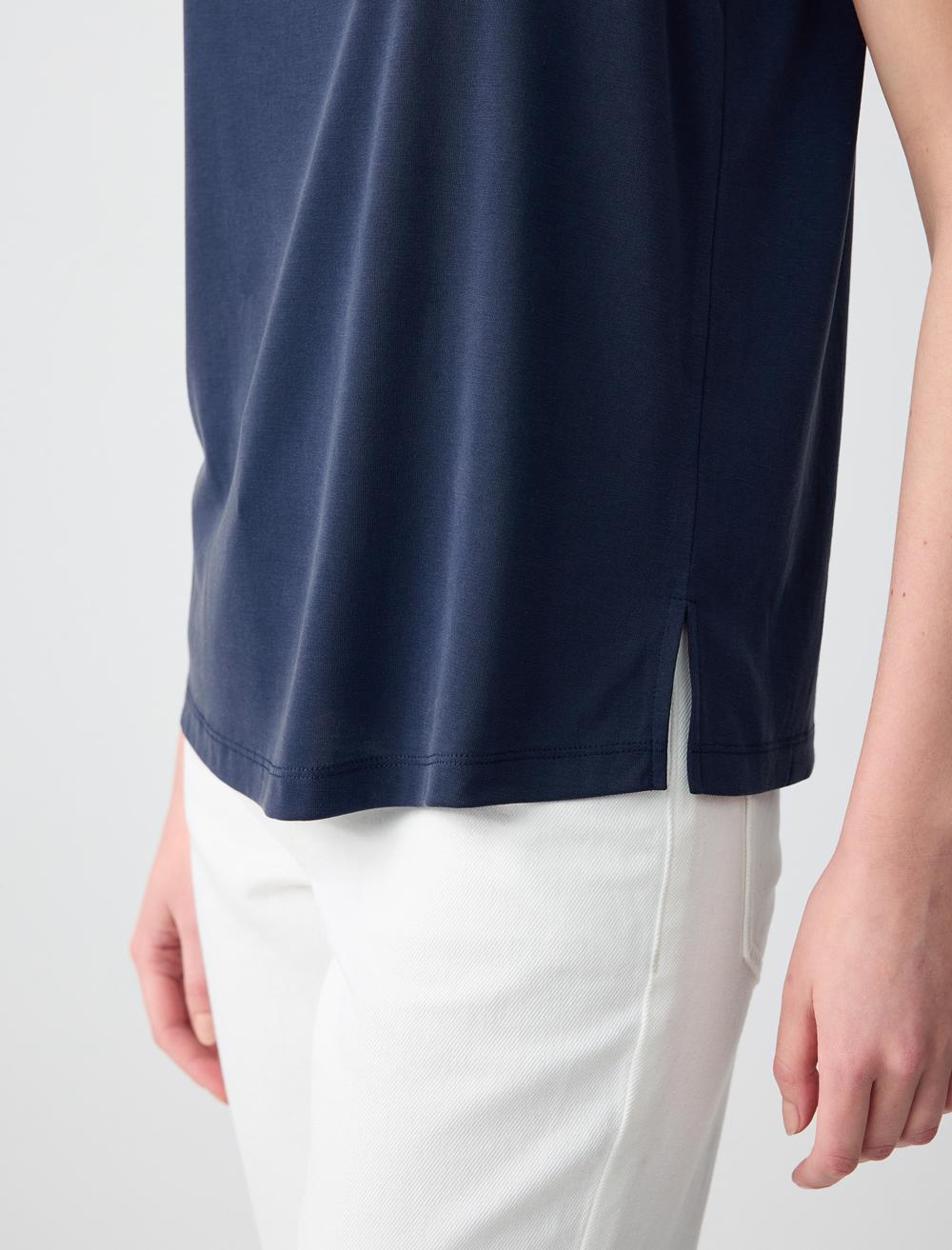 Loose Fit Scoop Neck Sleeveless-Sleeve Singlet - Dark Blue - 5SW013866494