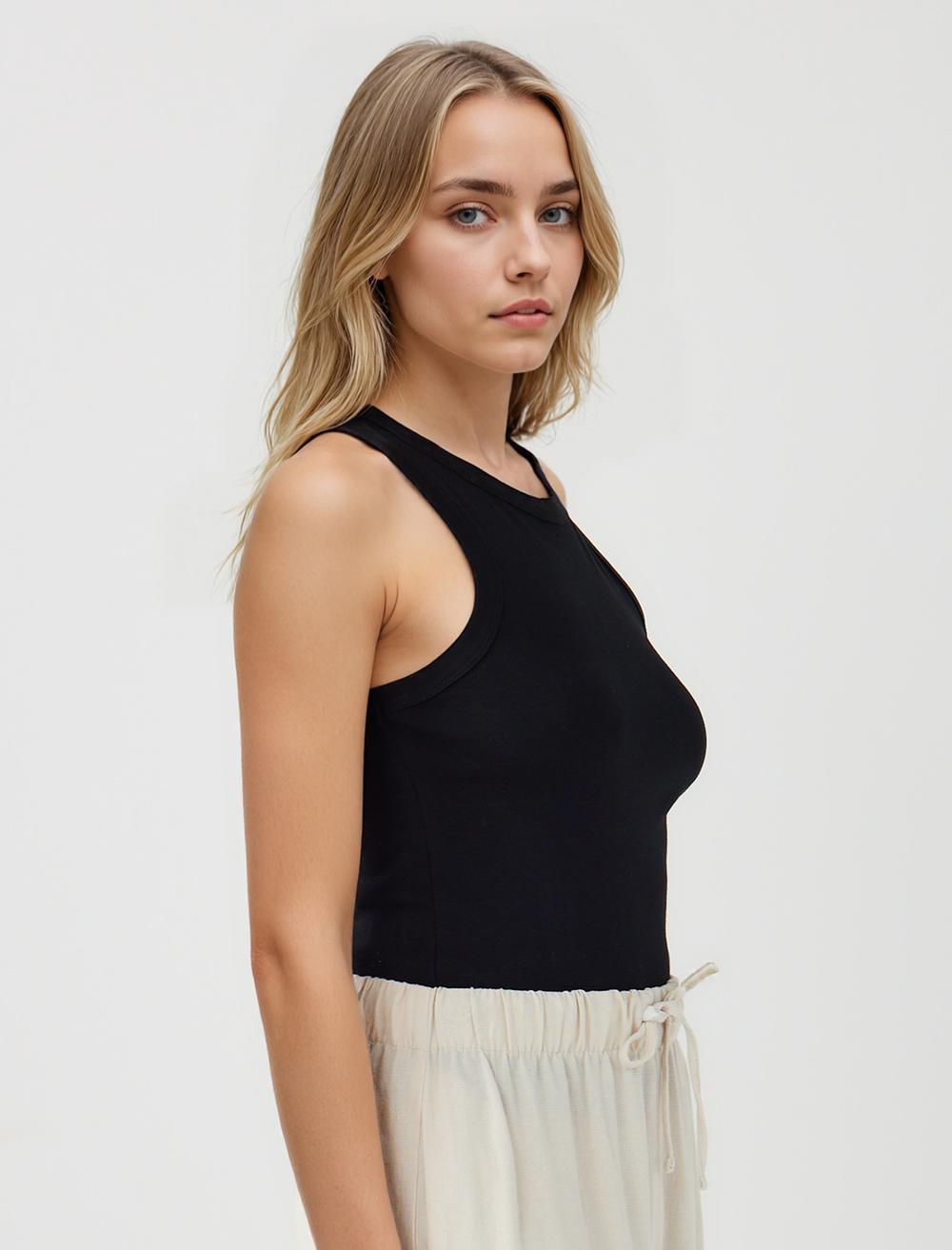 Slim Fit Crew Neck Sleeveless-Sleeve Singlet - 5WW014594