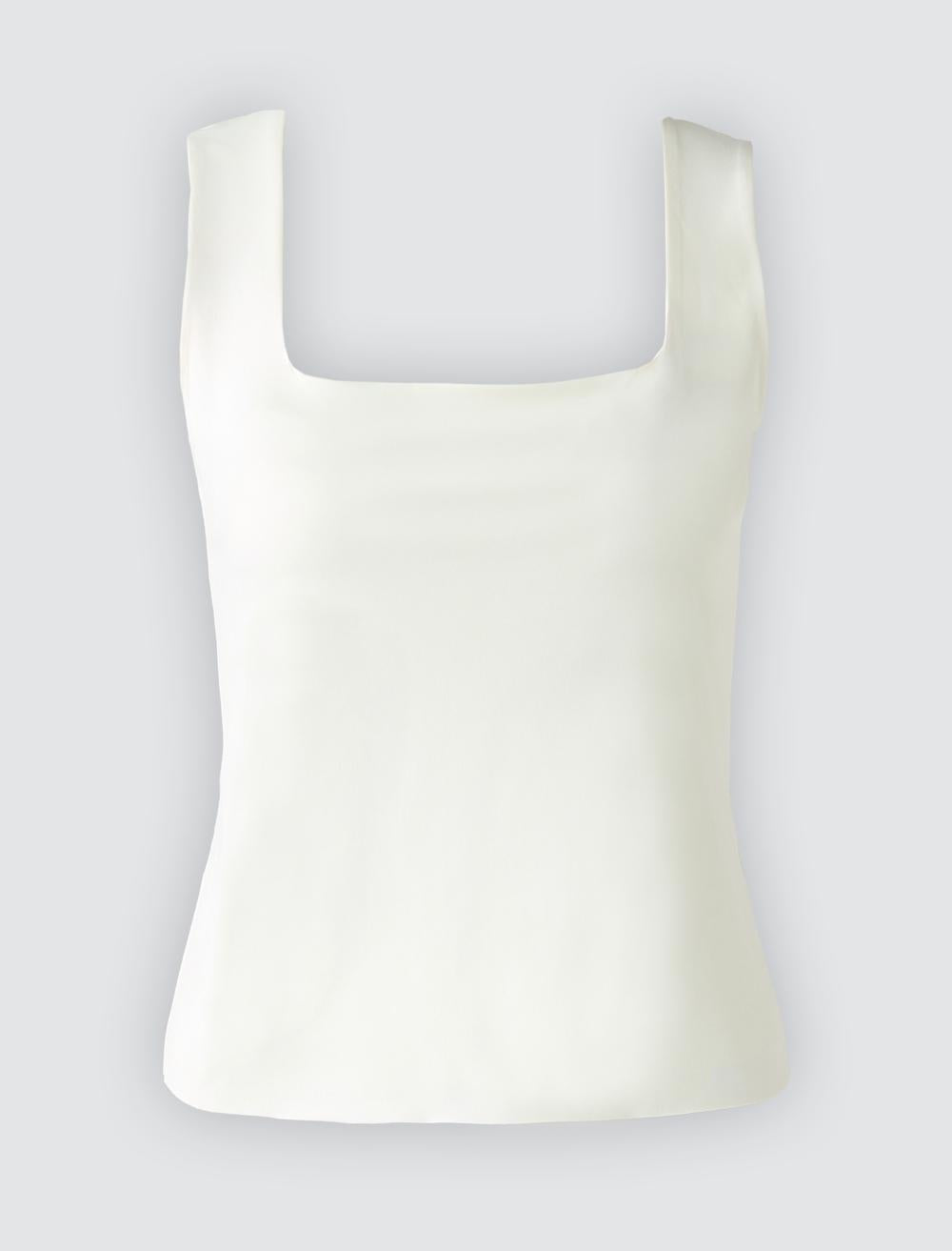 Slim Fit Square Neck Spaghetti Straps-Sleeve Singlet - Ecru - 5WW015900114