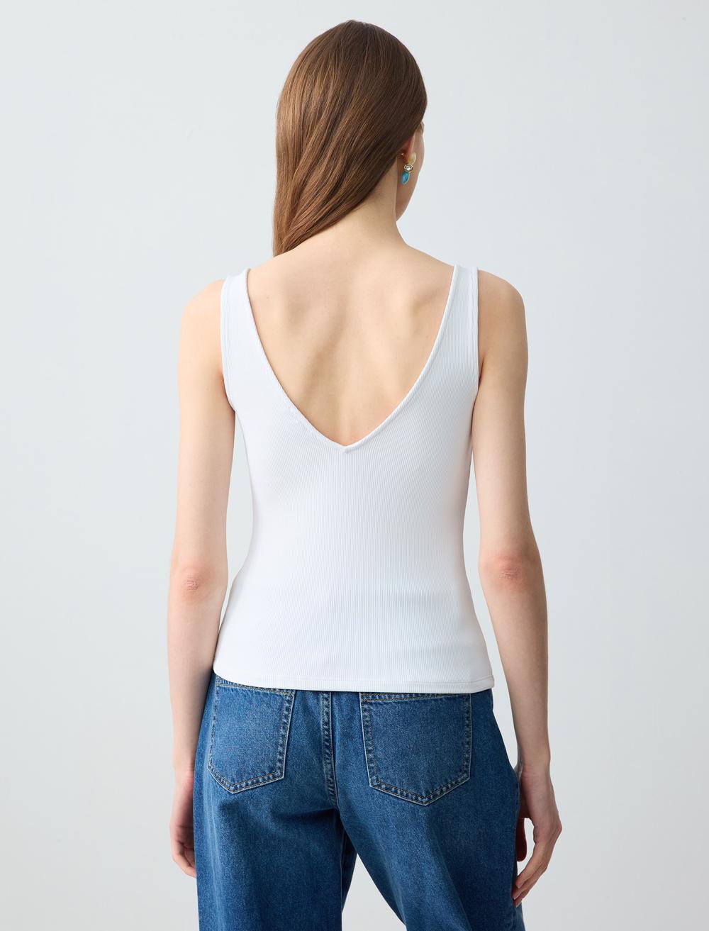 Slim Fit V-Neck Singlet - White - 6SW016793100