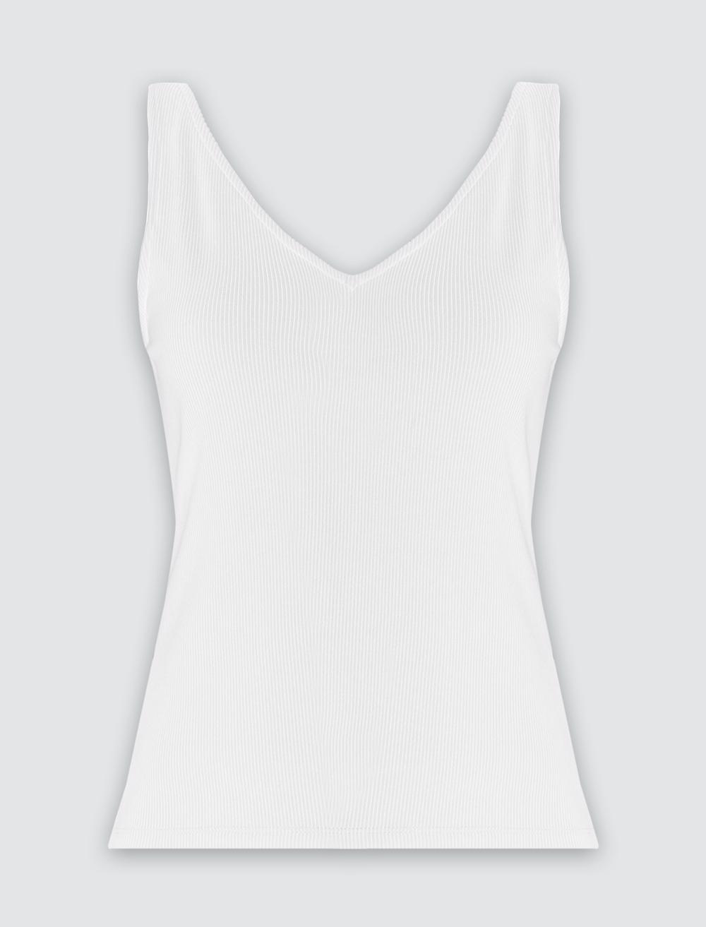 Slim Fit V-Neck Singlet - White - 6SW016793100