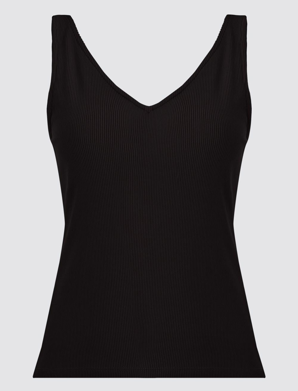 Slim Fit V-neck Sleeveless Singlet - Black - 6SW016793900