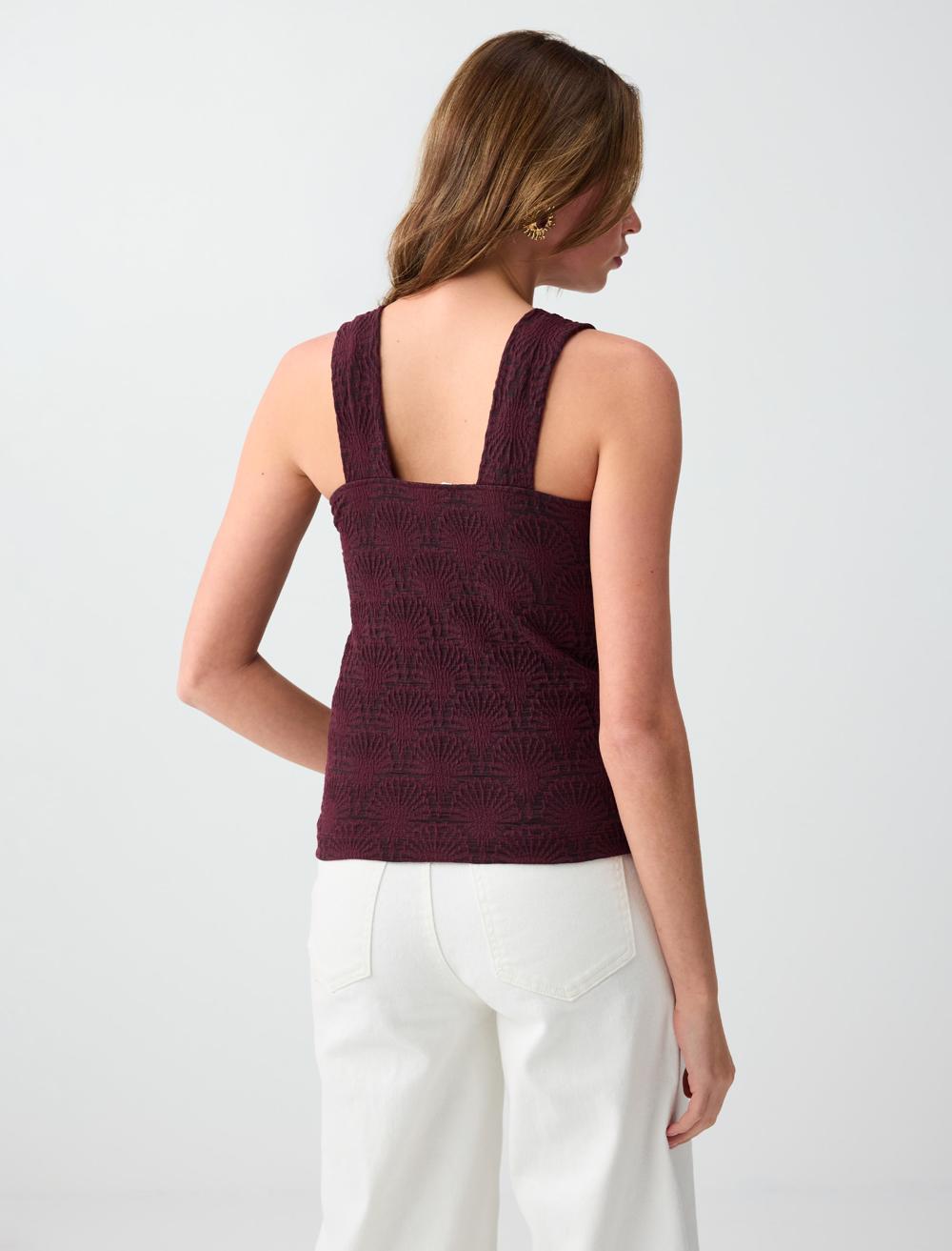 Slim Fit Spaghetti Strap Singlet - Burgundy - 6SW017093562