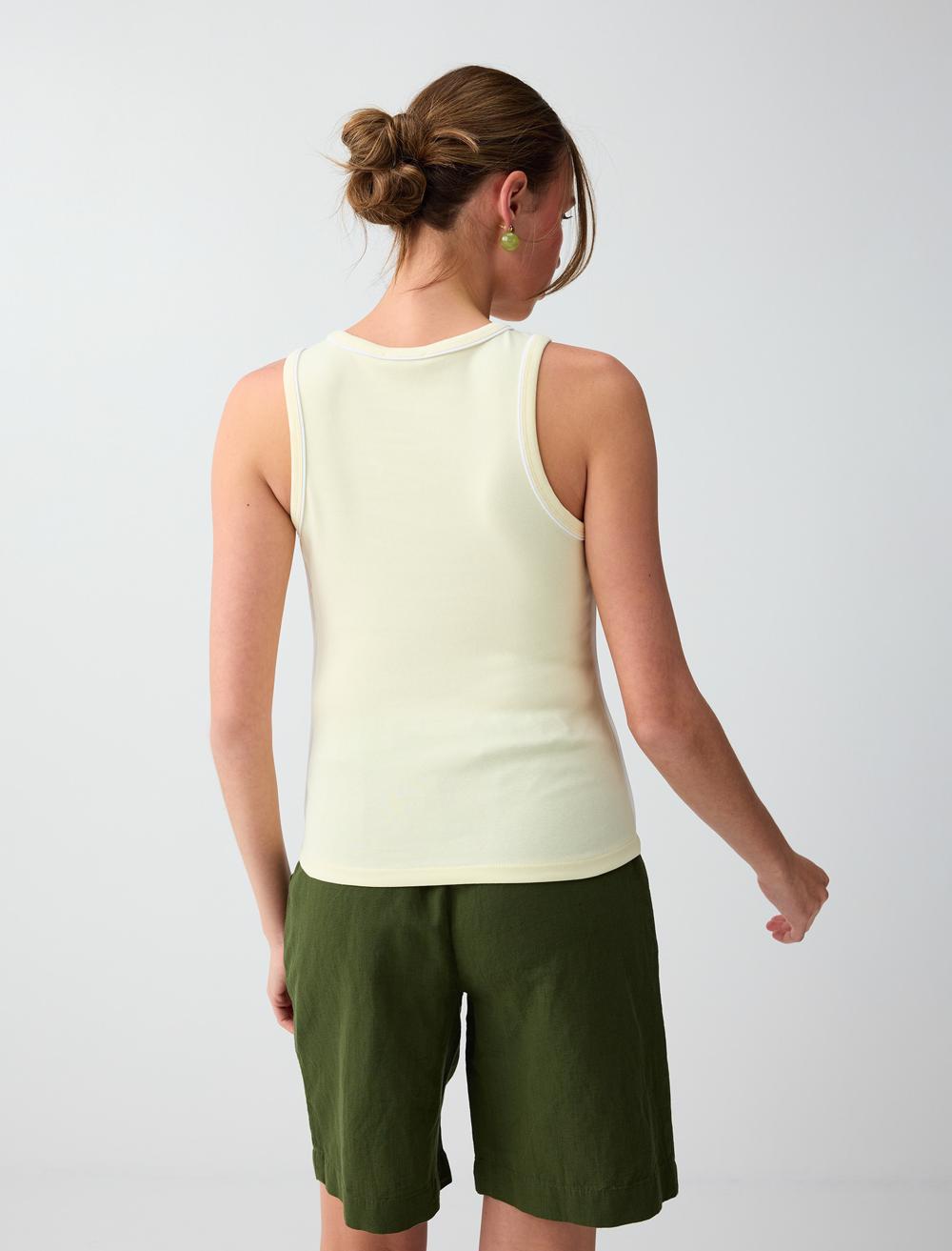 Slim Fit Crew Neck Sleeveless Singlet - Yellow - 6SW017240200