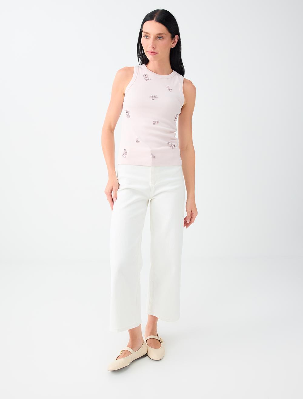 Slim Fit Crew Neck Sleeveless Singlet - Light Pink - 6SW017485609