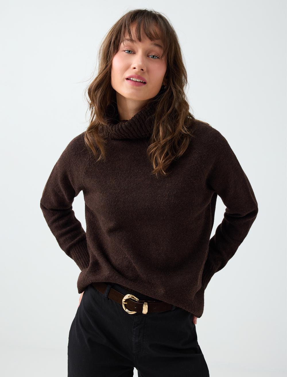Polo Neck Pullover - Bitter Brown - 6WW137168803