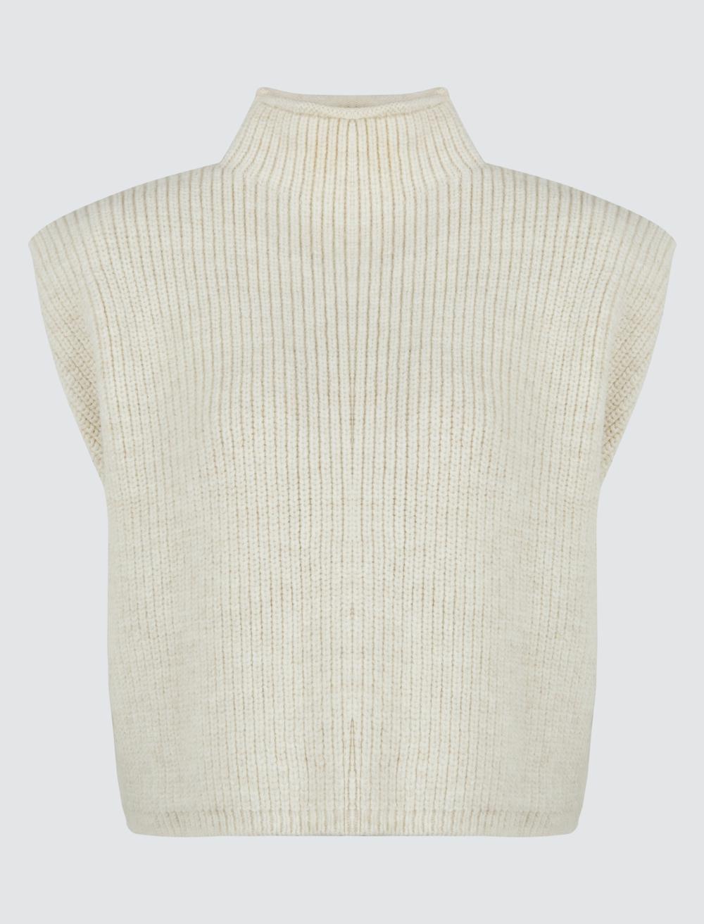 Turtleneck Sleeveless Short Sweater - 4WW03350849