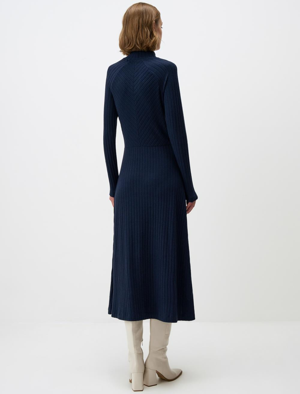 Loose Fit Polo Neck Long-Sleeve Dress - 4WW131723